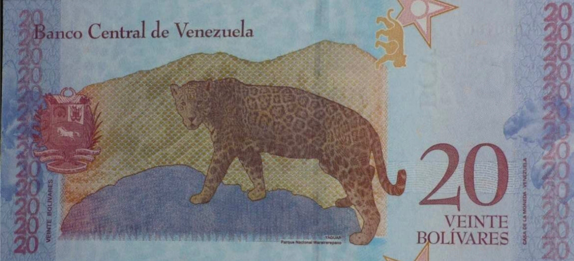 Venezuela 20 Bolivares 2018 Jaguar Banknote UNC